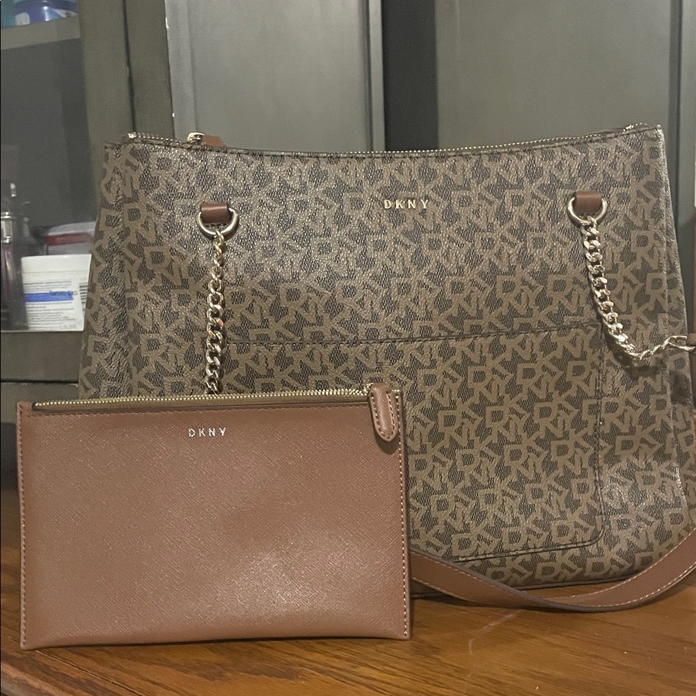 Dkny Tan Patterned Shoulder Bag - image 2